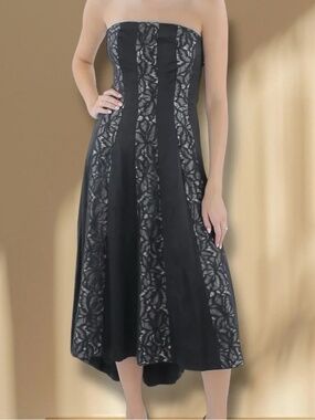 Donna Karan | Dresses | Donna Karan Strapless Blue Floral Dress | Poshmark